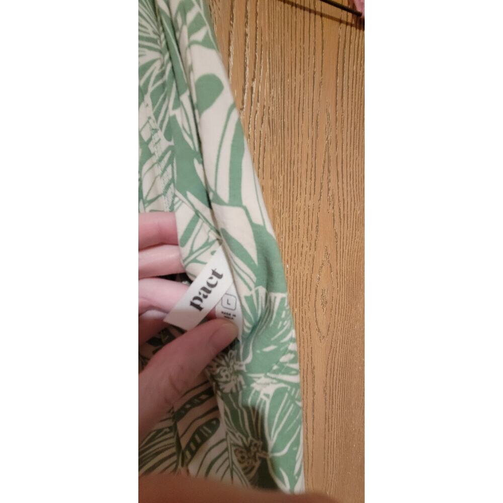 Pact Green Tropical Print Maxi Dress Womens Large Fit & Flare Open Back Organic - Picture 8 of 10